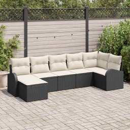 vidaXL Kerti Kanapé Szett 7 db Fekete [Műanyag]: Poly Rattan