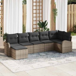 vidaXL Kerti Kanapé Szett 7 db Szürke [Műanyag]: Poly Rattan