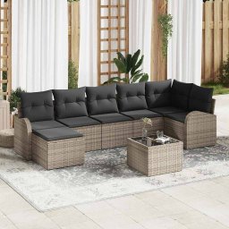 vidaXL Kerti Kanapé Szett 8 db Szürke [Műanyag]: Poly Rattan