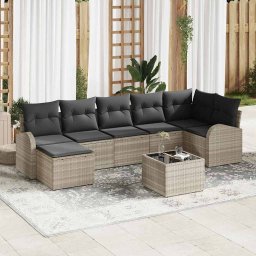 vidaXL Kerti Kanapé Szett 8 db Világosszürke [Műanyag]: Poly Rattan