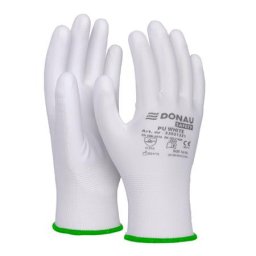 DONAU Szerelőkesztyű, PU, DONAU "Safety", 11/XXL méret, fehér