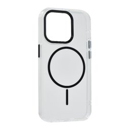 Szilikon telefonvédő (műanyag hátlap, kameravédő, MagSafe, légpárnás sarok) FEKETE Apple iPhone 14