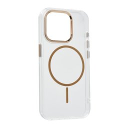 Szilikon telefonvédő (műanyag hátlap, kameravédő, MagSafe, légpárnás sarok) ARANY Apple iPhone 15 Pro
