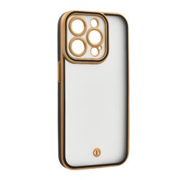 Szilikon telefonvédő (ütésállóság, matt, műanyag hátlap, kameravédő) ARANY/FEKETE Apple iPhone 15 Pro