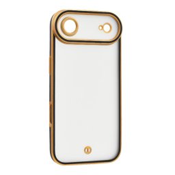 Szilikon telefonvédő (ütésállóság, matt, műanyag hátlap, kameravédő) ARANY/FEKETE Apple iPhone Air