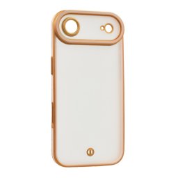 Szilikon telefonvédő (ütésállóság, matt, műanyag hátlap, kameravédő) ARANY/RÓZSASZÍN Apple iPhone Air