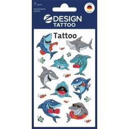 AVERY ZWECKFORM Matrica, tetoválás, 1 ív, 76x120 mm, AVERY ZWECKFORM, "Z-Design No.56770", cápák