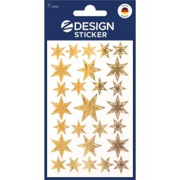 AVERY ZWECKFORM Matrica, 1 ív, 76x120 mm, AVERY ZWECKFORM, "Z-Design No.52252", arany csillagok