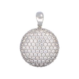 Kövekkel borított domború medál fehér arany 14kt 3,72 g
