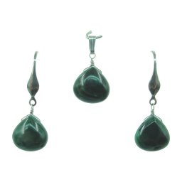 Malachit "csepp" ékszerszett