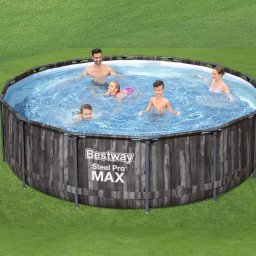 Bestway NAXOS Fa hatású fémvázas medence szett 427x107 cm