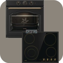 Gorenje Classico BOS67372CLB hőlégkeveréses sütő + EC642CLB üvegkerámia főzőlap FEKETE színben