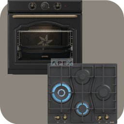 Gorenje Classico BOS67372CLB hőlégkeveréses sütő + GW6D42CLB gáz főzőlap fekete színben