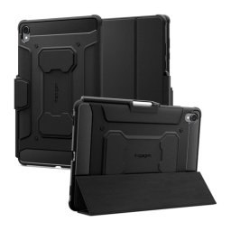 SPIGEN RUGGED ARMOR PRO tok álló (aktív FLIP, ütésállóság, TRIFOLD, asztali tartó, ceruza tartó) FEKETE Samsung Galaxy Tab S11 5G (SM-X736B), Galaxy Tab S11 WIFI (SM-X730)