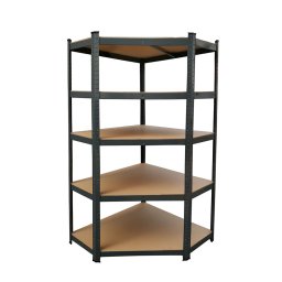 Nagy teherbírású sarokpolc 180x70x40-40 cm 175 kg fekete