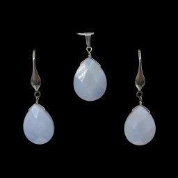 Kalcedon fülbevaló medál ékszerszett