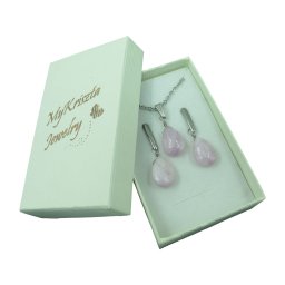 Kunzit csepp fülbevaló & nyaklánc ékszerszett