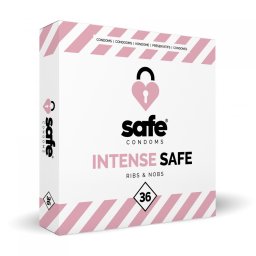 Safe - Intense Safe - pöttyözött és bordázott felületű óvszer (36 db)