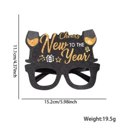 Happy New Year glitteres szemüveg, pezsgős poharak