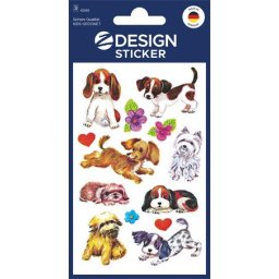 AVERY ZWECKFORM Matrica, papír, 3 ív, 76x120 mm, AVERY ZWECKFORM, "Z-Design No.4340", kiskutyusok