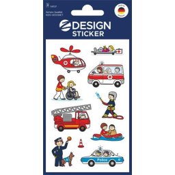 AVERY ZWECKFORM Matrica, papír, 3 ív, 76x120 mm, AVERY ZWECKFORM, "Z-Design No.54137", mentősök, rendőrök, tűzoltók