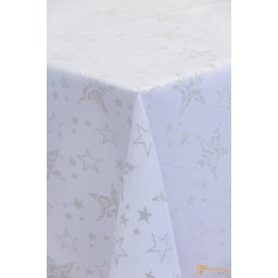Karácsony mintás asztalterítő -Estrella -Ezüst csillag mintás -180cm