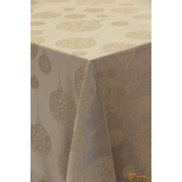 Karácsony mintás asztalterítő -LUMI bársony - Cappuccino alapon arany minták -300cm