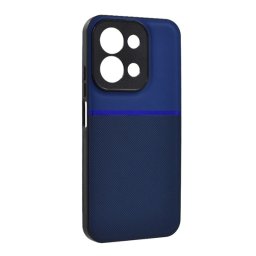 Szilikon telefonvédő (ütésállóság, mágneses, bőr hatású hátlap, csíkos) SÖTÉTKÉK Xiaomi Redmi 15C 4G