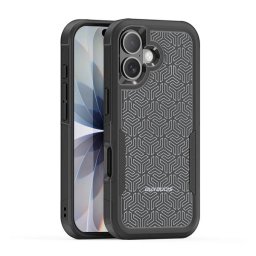 DUX DUCIS SHLD defender szilikon telefonvédő (erős ütésállóság, MagSafe, háromszög minta) FEKETE Apple iPhone 17