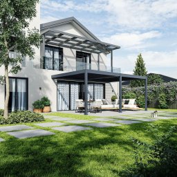 Rojaplast INTRO DUO bioklimatikus pergola 6×4 m - alumínium, falhoz rögzíthető, antracit színben