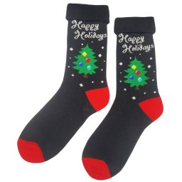 Happy Holidays - visszahajtós frottír zokni