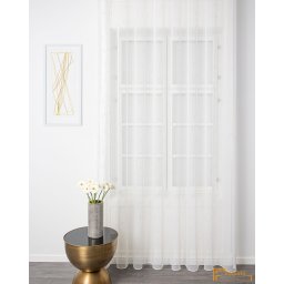 (2 szín 2 méret) 7256 beszőtt szable függöny - Ekrü alapon cappuccino színű beszövés -295cm