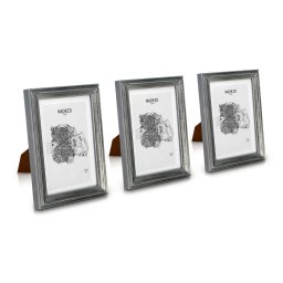 Casa Chic Lancaster, képkeretek, téglalap alakú, 3 db-os szett, fényképek 17 x 12 cm, paszpartu, fa (ANTIC-5x7-3-SLV)