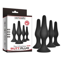 VscNovelty - 4 darabos szilikon anál dildó szett (fekete)