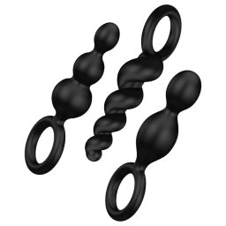 Satisfyer Booty Call - anál plug szett (fekete, 3 részes)