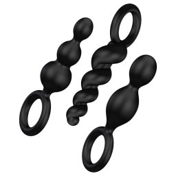 Satisfyer Booty Call - anál plug szett (fekete, 3 részes)
