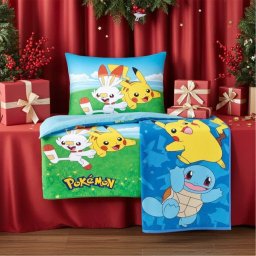 Pokémon Field Ágyneműhuzat és Törölköző Szett 140×200/70×90 cm