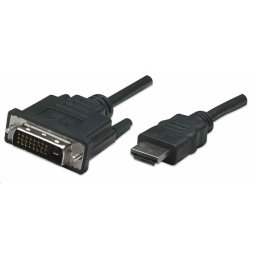 Manhattan HDMI-D kábel DVI-D-re, Dual Link, 1m, fekete