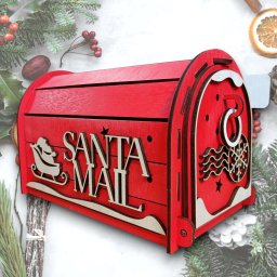 Karácsonyi Postaláda, "Santa Mail" - Ünnepi Lézervágott Kézműves Dekoráció, BTK0151
