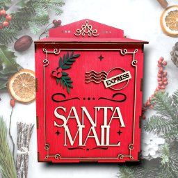 Karácsonyi Postaláda Merry Christmas felirattal - Ünnepi Lézervágott Kézműves Dekoráció, BTK0153