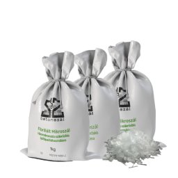 Fibrillált műanyag szál betonba. Polyfib18 (18 mm) 0.9kg/csomag. A beton tulajdonságainak javításához
