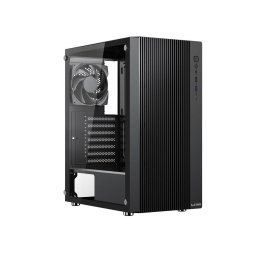 1stCOOL tok GAMER 4, Mid tower, AU, USB 3.0, USB-C, 2x120mm, átlátszó oldallap, tápegység nélkül, fekete, fekete