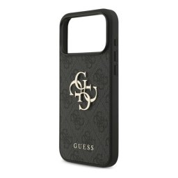 GUESS 4G BIG LOGO szilikon telefonvédő (ütésállóság, bőr hatású hátlap) FEKETE Apple iPhone 17 Pro Max