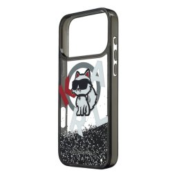KARL LAGERFELD LIQUID GLITTER CHOUPETTE LOGO szilikon telefonvédő (csillámporos, flitteres folyadék, MagSafe) FEKETE Apple iPhone 17 Pro Max