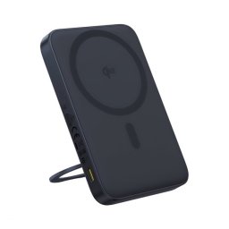BASEUS PICOGO QI2 vésztöltő Type-C aljzat (5000mAh, 20W, PD gyorstöltő 3.0, LED jelzés, Qi2, kitámasztó) FEKETE
