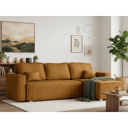 Mustársárga sarokkanapé SMART COSARO, kétoldalas + 2 párna INGYEN Poso 001