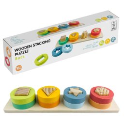 Montessori geometriai formák kirakó játék, 9 db-os, fa, 30x7x4.5 cm