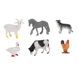 PLAY ANIMALS farm állat figurák, 6 db-os szett, PVC, kb. 3.5 cm