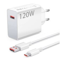 XIAOMI HYPERCHARGE COMBO hálózati töltő USB aljzat (120W, gyorstöltő + Type-C kábel) FEHÉR