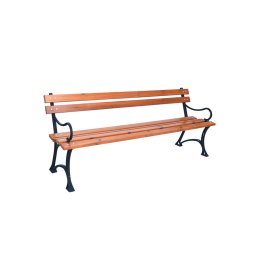 Rojaplast fenyőfából készült, fém szerkezetű kerti pad karfával, 180 cm